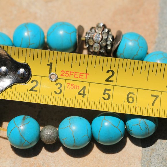 Turquoise Bead & Crystal Cluster Bracelet - Picture 5 of 5